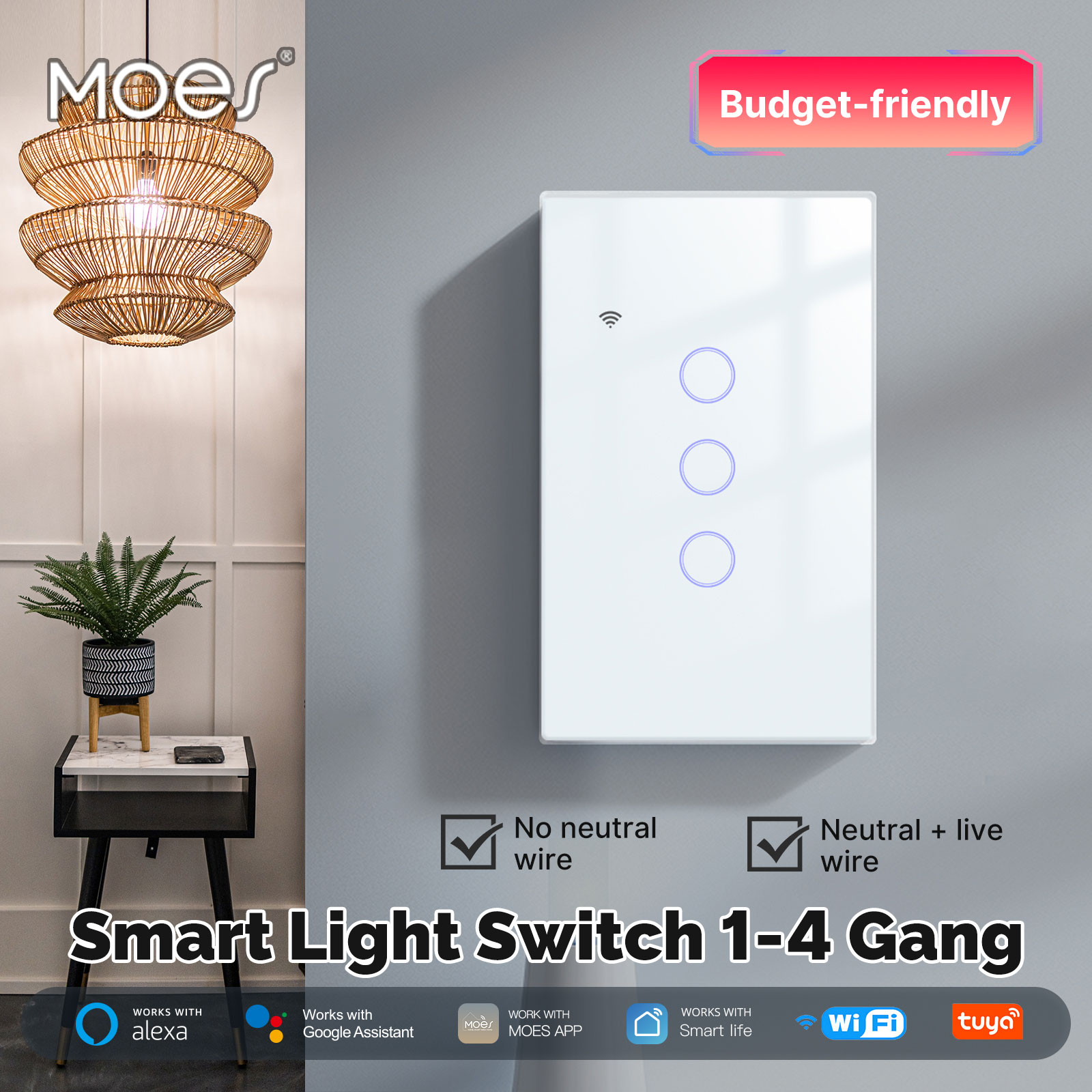 Smart Home Wiz - MOES Tuya WiFi Smart Light Switch