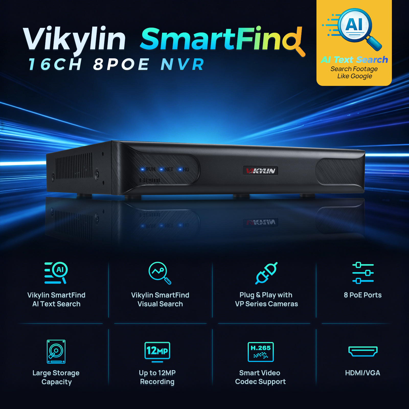 Smart Home Offline System - Vikylin 4K NVR 16CH 8POE Home