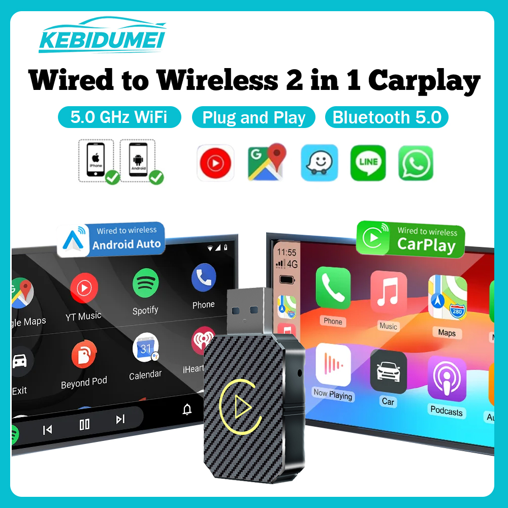 Smart Home Wiz - KEBIDUMEI Wired To Wireless Carplay 2IN1