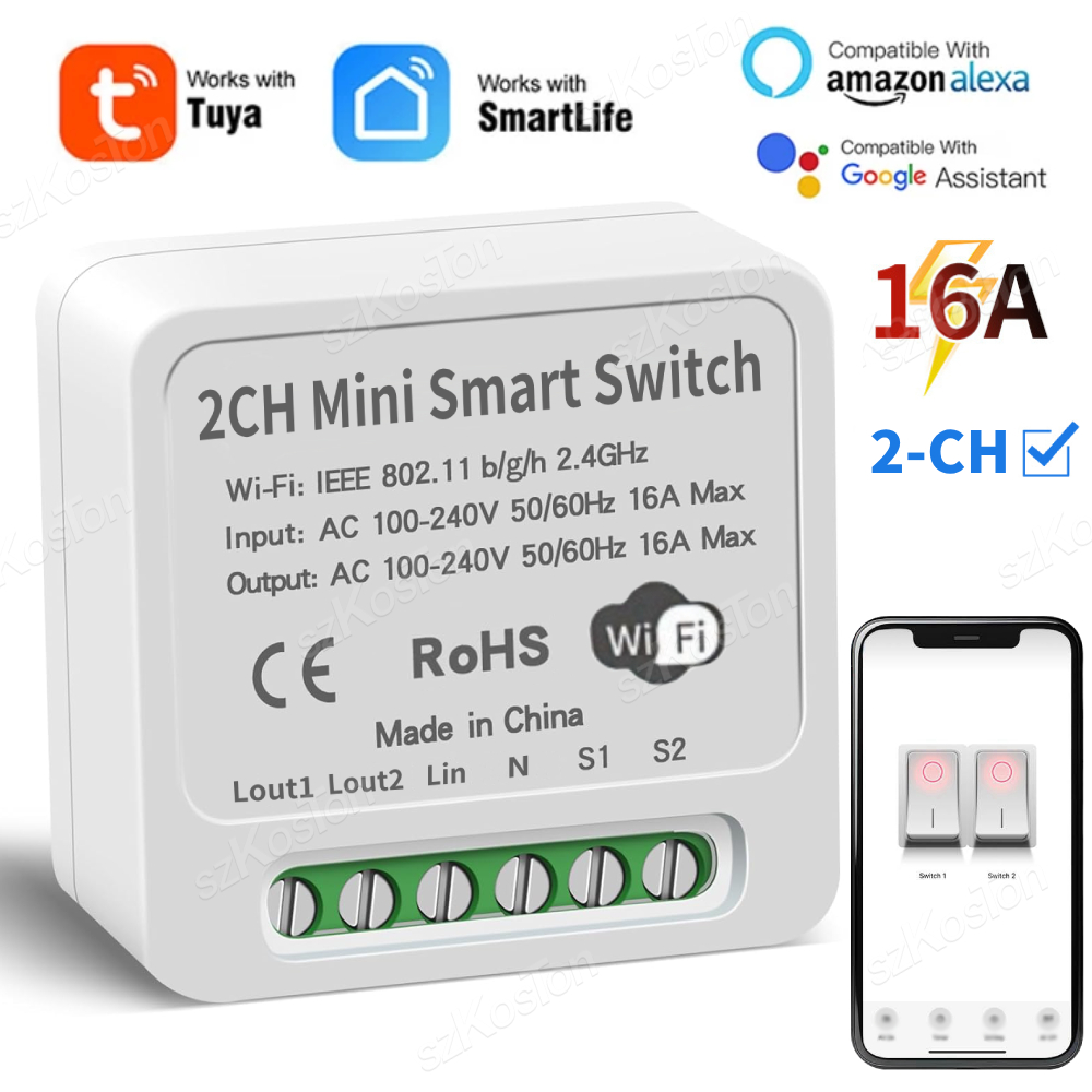 Smart Home Wiz - 16A Tuya WiFi Smart Switch Module