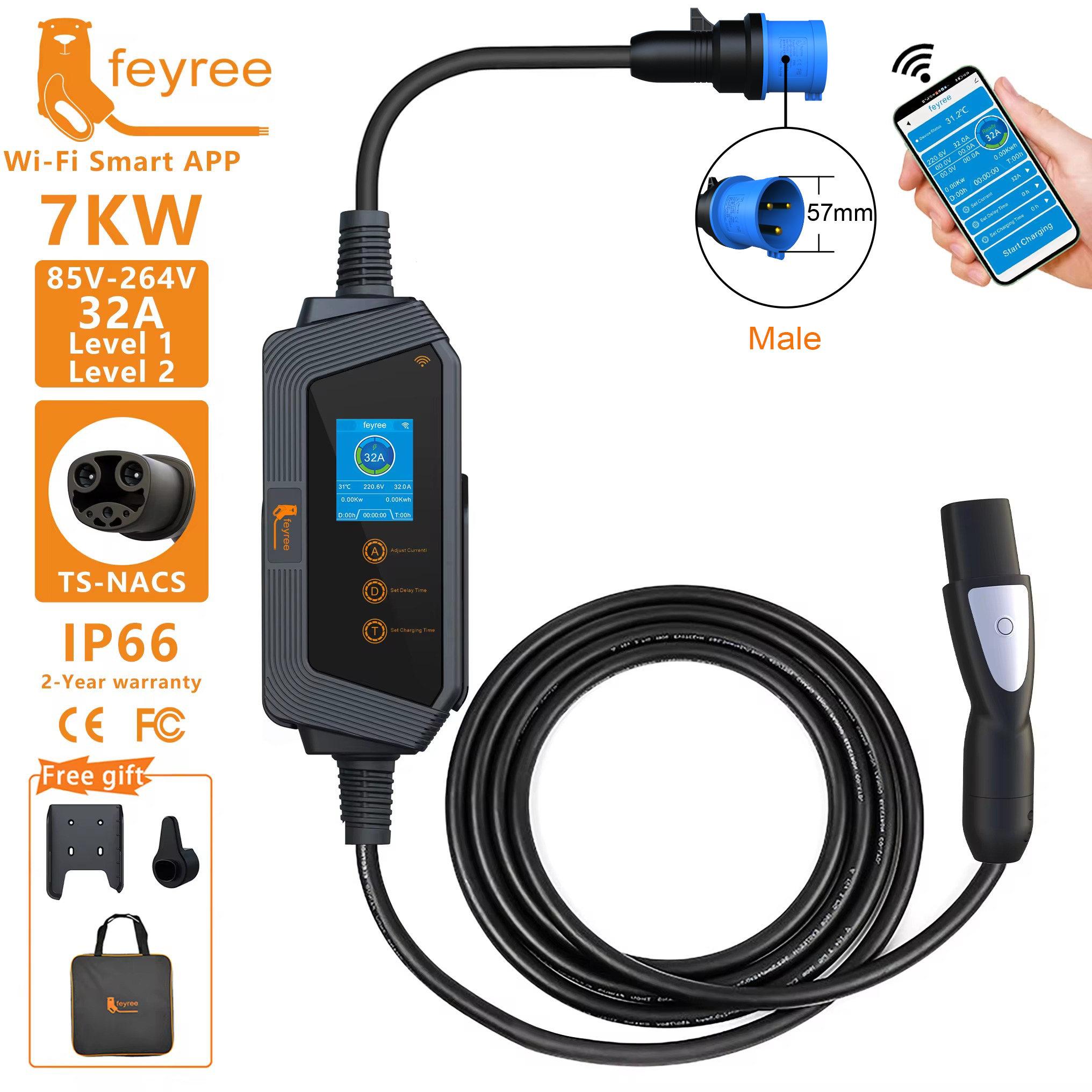 Smart Home For Pc - feyree Portable EV Charger with TS-NACS