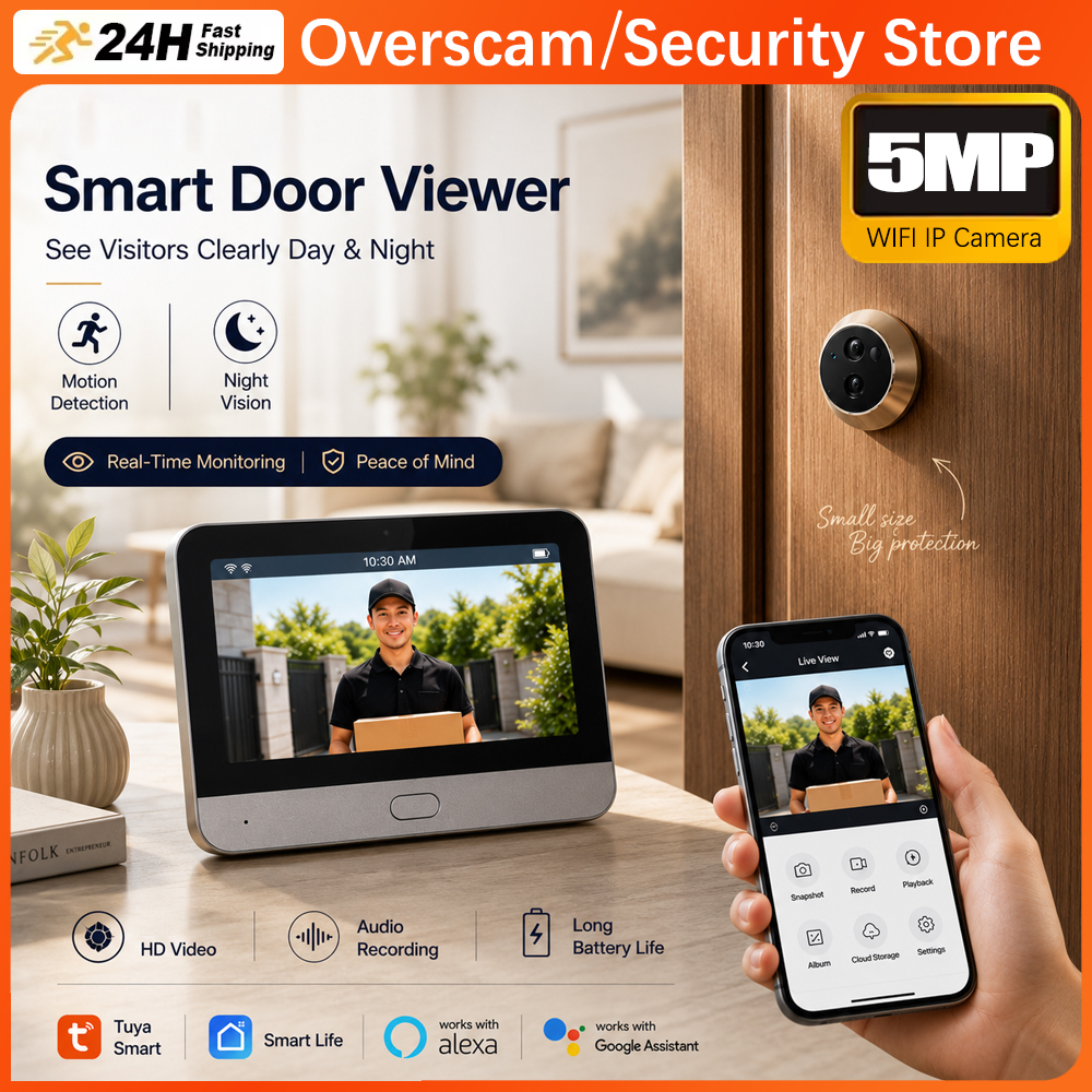 Smart Home Video Doorbell App - Smart 5MP Audio Record Peephole Doorbell