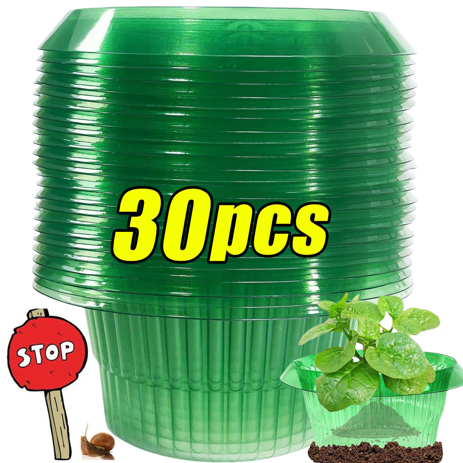Smart Home Green - 1/30pcs Plants Slug Protection Rings Green