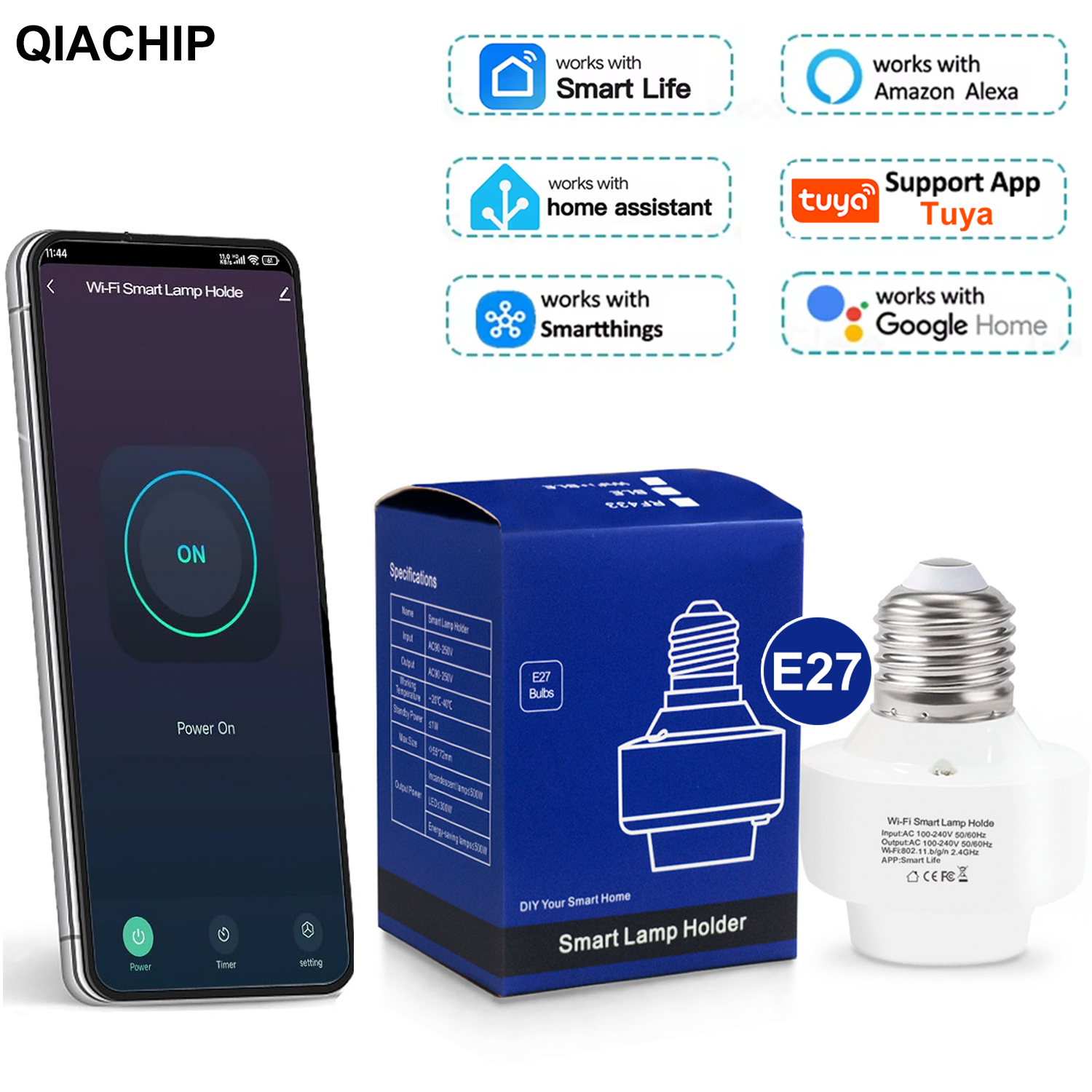 Smart Home Google Assistant - Tuya Smart E27 Socket Switch APP