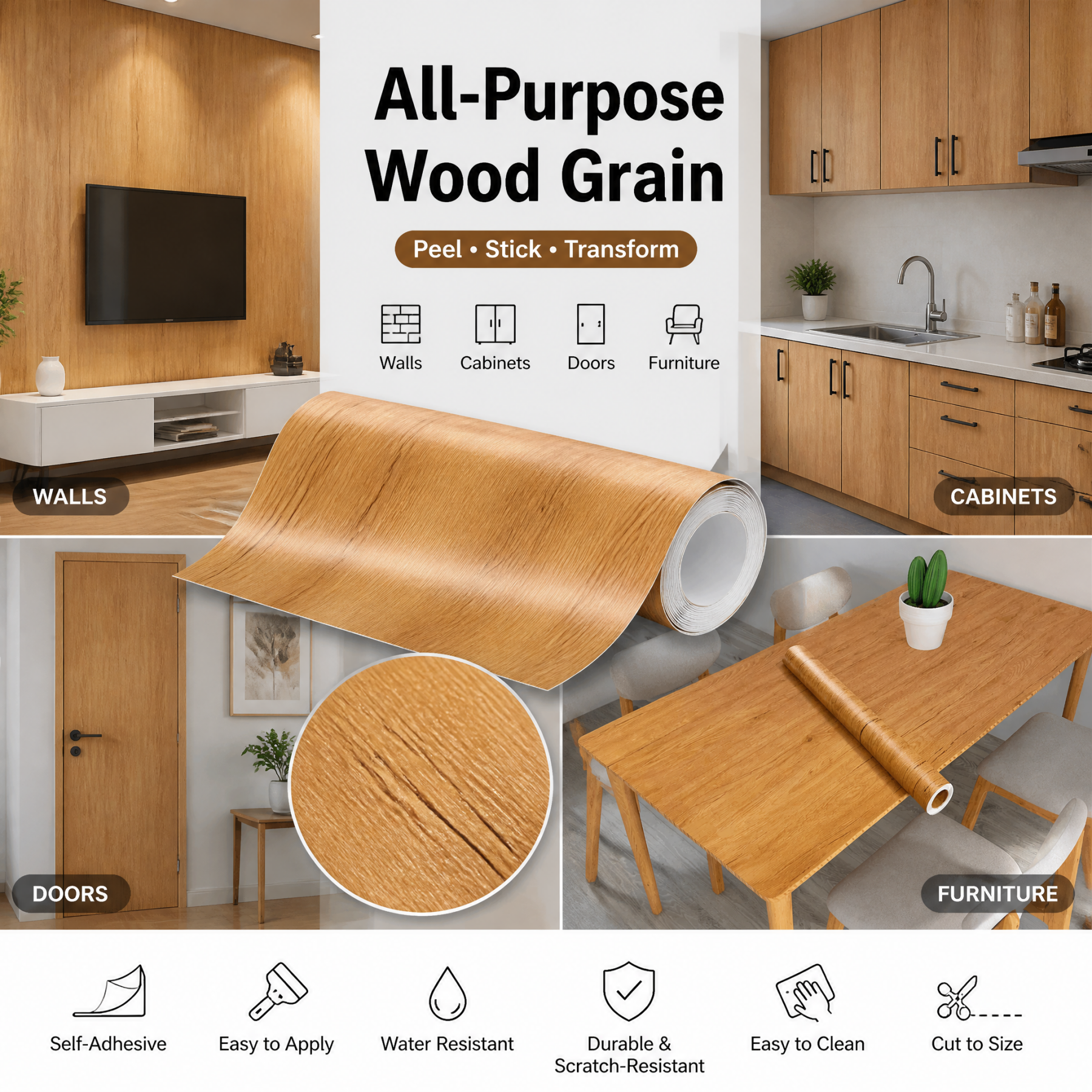 Peel And Stick PVC Wood Grain  – Smart Home Film recenzja i cena