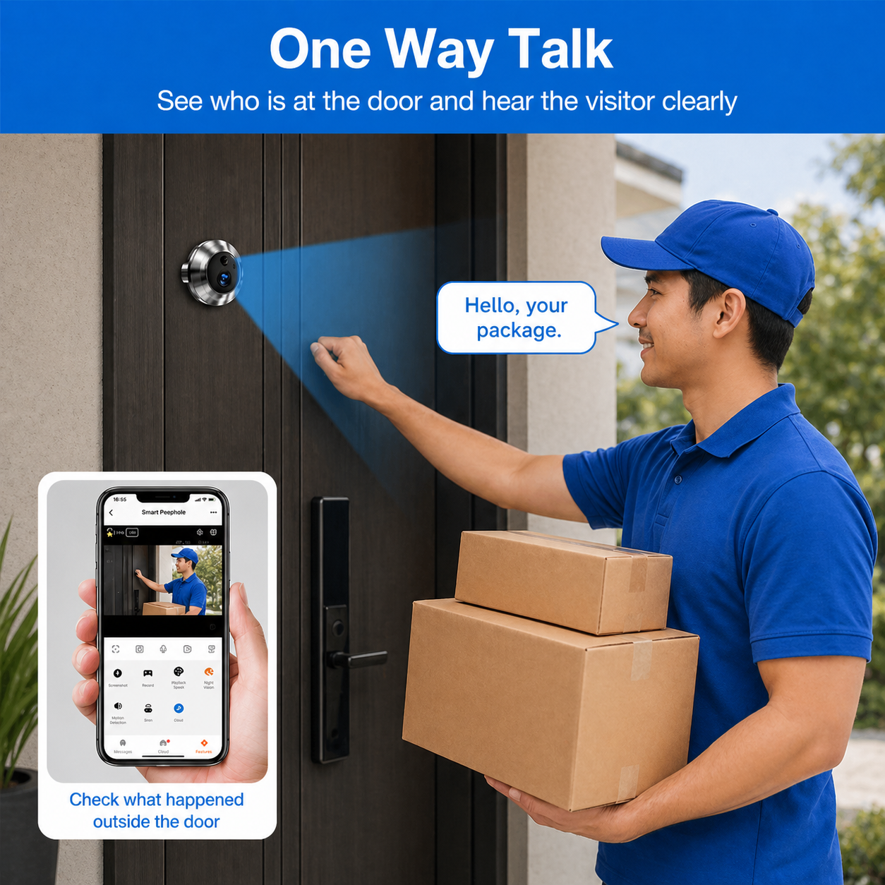 Smart 5MP Audio Record Peephol – Smart Home Video Doorbell App recenzja i cena