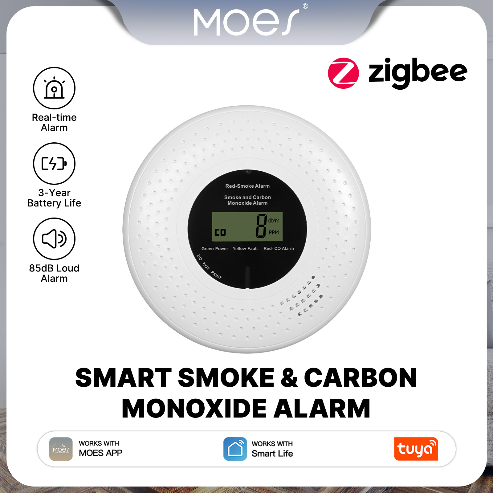 MOES Tuya Zigbee Smart Smoke C – Smart Home Moes recenzja i cena